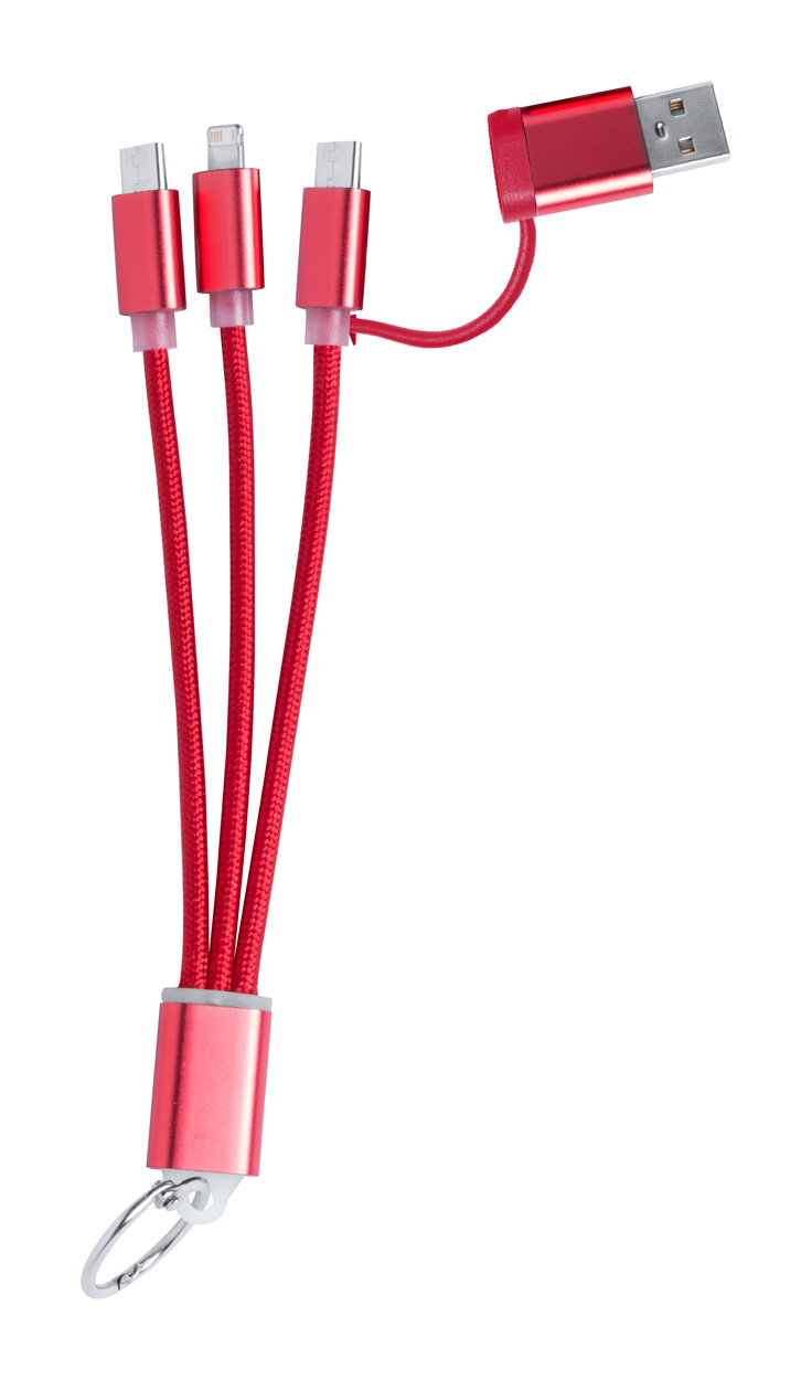 Frecles USB nabíjecí kabel s přívěškem na klíče červená