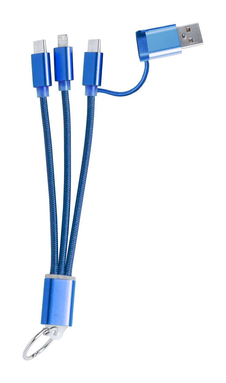 Frecles USB nabíjecí kabel s přívěškem na klíče modrá