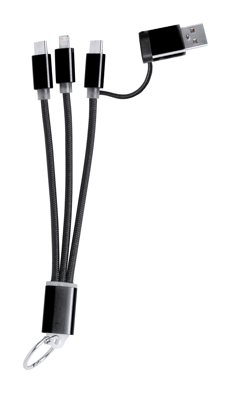 Frecles USB nabíjecí kabel s přívěškem na klíče černá