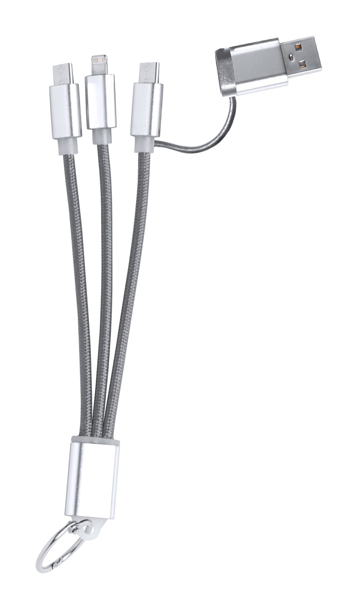 Frecles USB nabíjecí kabel s přívěškem na klíče šedá