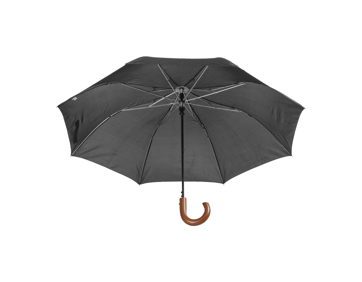 Stansed skládací deštník s dřevěnou rukojetí černá